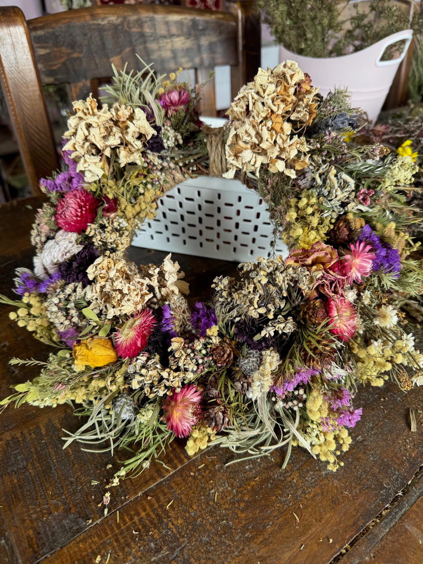 Marjorie Wreath - Medium luxury wreath full with flowers and purple accents