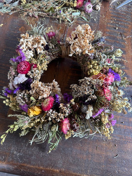 Marjorie Wreath - Medium luxury wreath full with flowers and purple accents