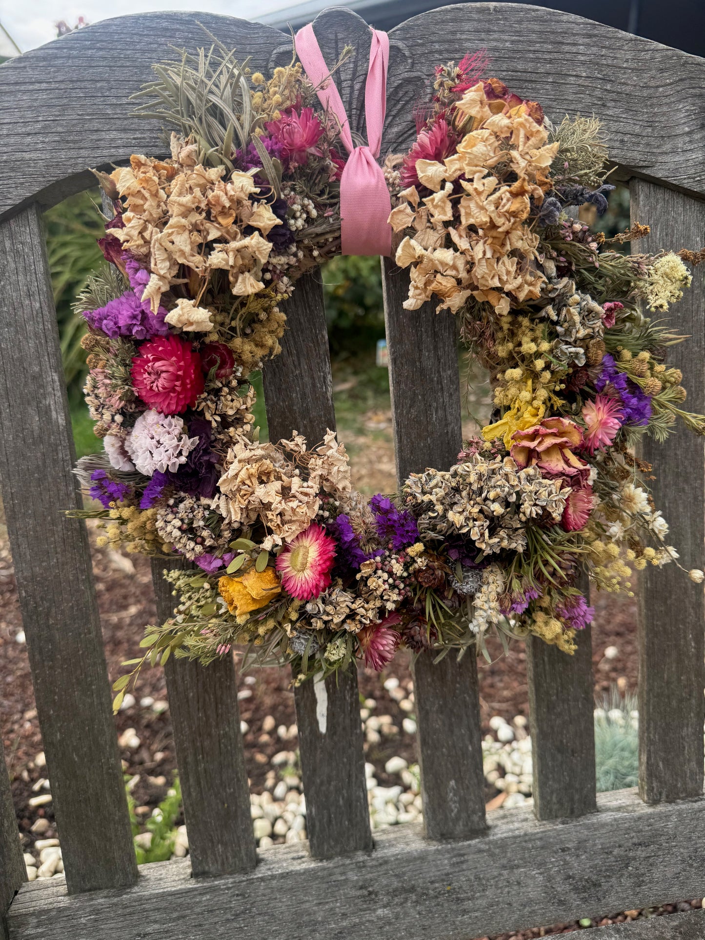 Marjorie Wreath - Medium luxury wreath full with flowers and purple accents